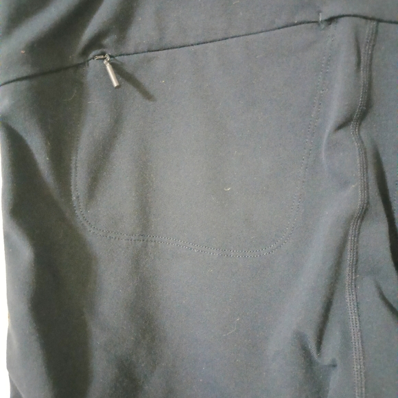 Athleta Yoga Pants Navy with Brown stripe embellishment Sz Medium - Picture 5 of 9